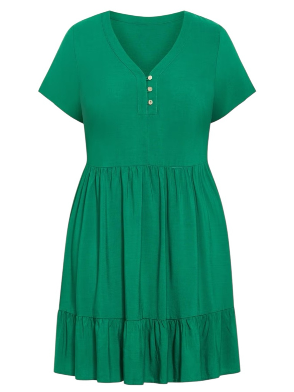 Green Tiered Knee Length Dress‎ V Neck Short Sleeve Relaxed Fit Plus Size 20 NWT